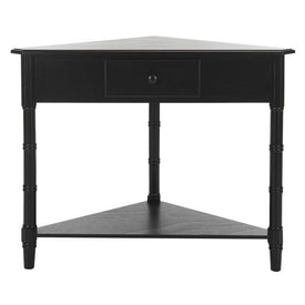 Gomez Corner Table with Storage Drawer - Distressed Black