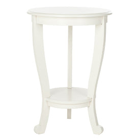 Mary Pedestal Side Table - Distressed Cream