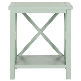 Candence Cross Back End Table - Dusty Green