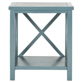 Candence Cross Back End Table - Slate Teal
