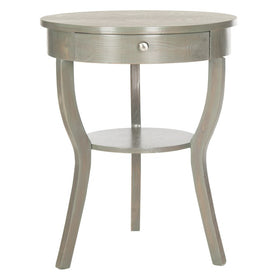 Kendra Round Pedestal End Table with Drawer - French Gray