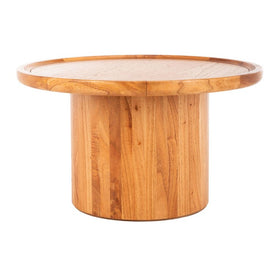 Devin Round Pedestal Coffee Table - Natural Brown