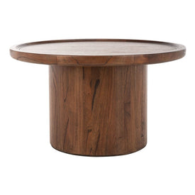Devin Round Pedestal Coffee Table - Dark Brown