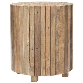 Richmond Rustic Wood Block Round End Table - Medium Oak