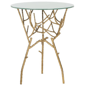 Tara Branched Glass Top Accent Table - Gold/White
