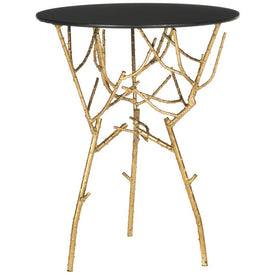 Tara Branched Glass Top Accent Table - Gold/Black