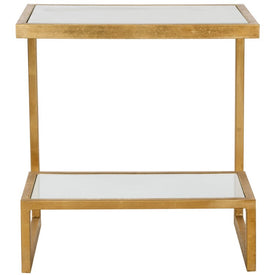 Kennedy Mirror Top Accent Table - Gold/White