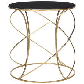 Cagney Glass Top Round Accent Table - Gold/Black