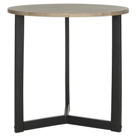 Leonard Mid-Century Modern Wood End Table - Oak/Black