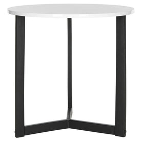Leonard Mid-Century Modern Wood End Table - White/Black