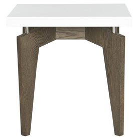 Josef Retro Lacquer Floating Top Lacquer End Table - White/Dark Brown