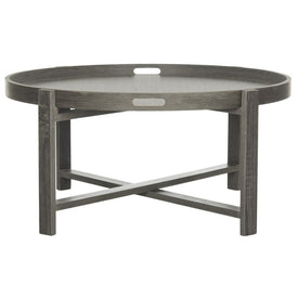 Cursten Retro Mid-Century Wood Tray Top Coffee Table - Dark Gray