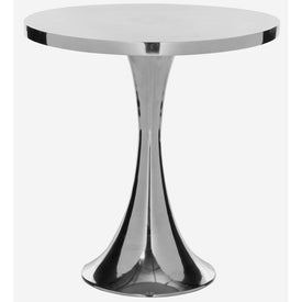 Galium Aluminum Round Top Side Table - Silver