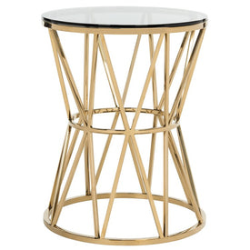 Delsy Glass Top End Table - Gold
