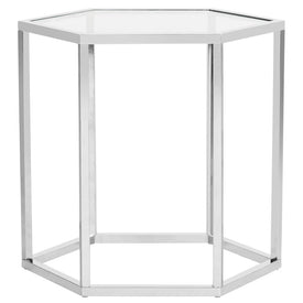 Teagan Glass End Table - Chrome