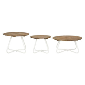 Henderson Three-Piece Wood Top Coffee Table - Natural/White