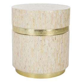 Perla Mosaic Round Side Table - Pink Champagne/Gold