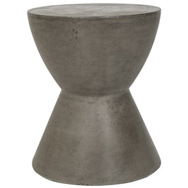Athena Indoor/Outdoor Modern Concrete Round Accent Table - Dark Gray