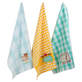 DII Rise and Shine Breakfast Embroidered Dish Towels Set of 3