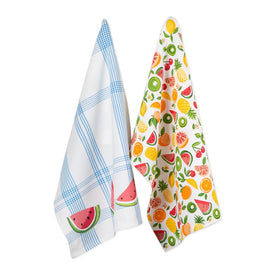 DII Assorted Fruity Slice Print Dish Towels Set of 2