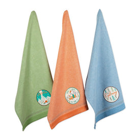 DII Assorted Go Exploring Dish Towels Set of 3