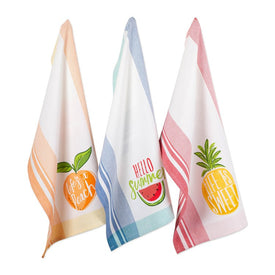 DII Assorted Hello Summer Print Dish Towels Set of 3