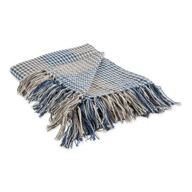 DII French Blue and Gray Houndstooth Plaid 60" x 50" Throw