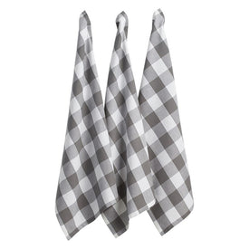 DII Gray and White Buffalo Check Dish Towels Set of 3