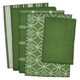 DII Assorted Sage Dish Towels and Dish Cloth Set of 5