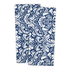 DII Nautical Blue Damask Dish Towels Set of 2