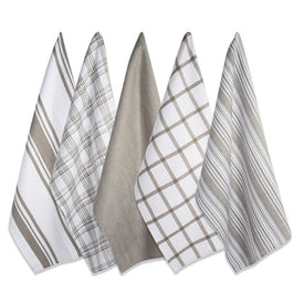 DII Assorted Brown Woven Dish Towels Set of 5