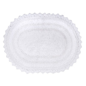 DII White Small Oval Crochet 24" x 17" Bath Mat