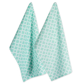 DII Aqua Lattice Dish Towels Set of 2