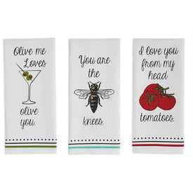 DII Assorted Love You Print Dish Towels Set of 3