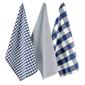 DII Navy/Off-White Dish Towels Set