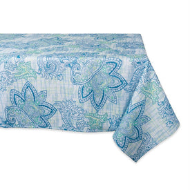 DII Blue Watercolor Paisley Print Outdoor 84" x 60" Table Cloth