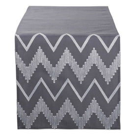 DII Gray Base Embroidered Chevron 70" x 14" Table Runner