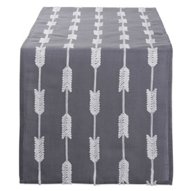 DII Gray Base Embroidered Arrow Fletching 70" x 14" Table Runner