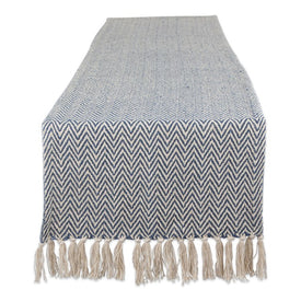 DII French Blue Chevron Hand-Loomed 72" x 15" Table Runner