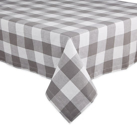 DII Gray and White Buffalo Check 60" x 84" Tablecloth