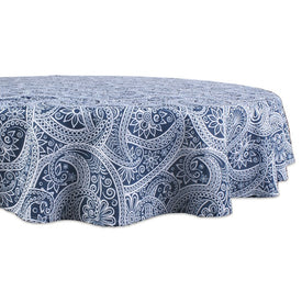 DII Blue Paisley Print 60" Round Outdoor Table Cloth