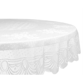DII White Floral Polyester Lace 63" Round Tablecloth
