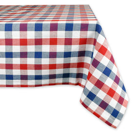 DII Red, White and Blue Check 84" x 60" Tablecloth