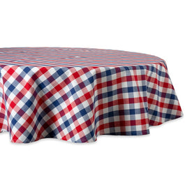 DII Red, White and Blue Check 70" Round Tablecloth