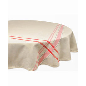 DII Red French Stripe 70" Round Tablecloth