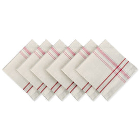 DII Red French Stripe 20" x 20" Napkins Set of 6