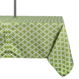 DII Green Lattice Outdoor 84" x 60" Table Cloth with Zipper