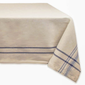 DII Nautical Blue French Stripe 104" x 60" Tablecloth - OPEN BOX