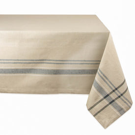 DII Black French Stripe 84" x 60" Tablecloth