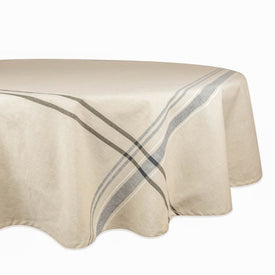 DII Black French Stripe 70" Round Tablecloth